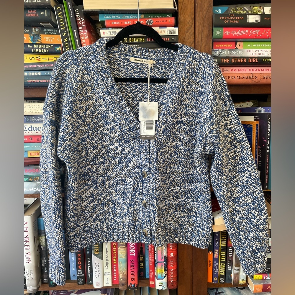 NWT Misha & Puff Box Marl Cardigan in Blueberry
